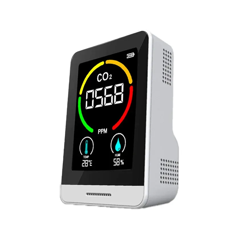 AK8 - Indoor CO2 Monitor & Detector (CO2, Temperature, Humidity), NDIR Infrared Sensor, Arc Display